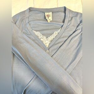 Light Blue Cardigan with Lace Detail